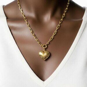 18k Gold Plated Heart Pendant Horse Shoe Necklace